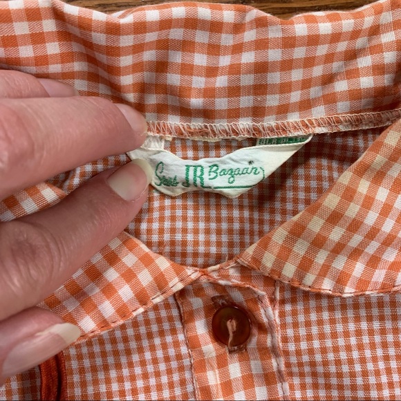 Vintage 70s 80s Sears Jr Bazaar Prairie Cottage Style Gingham Dress Size M/L - Picture 4 of 8